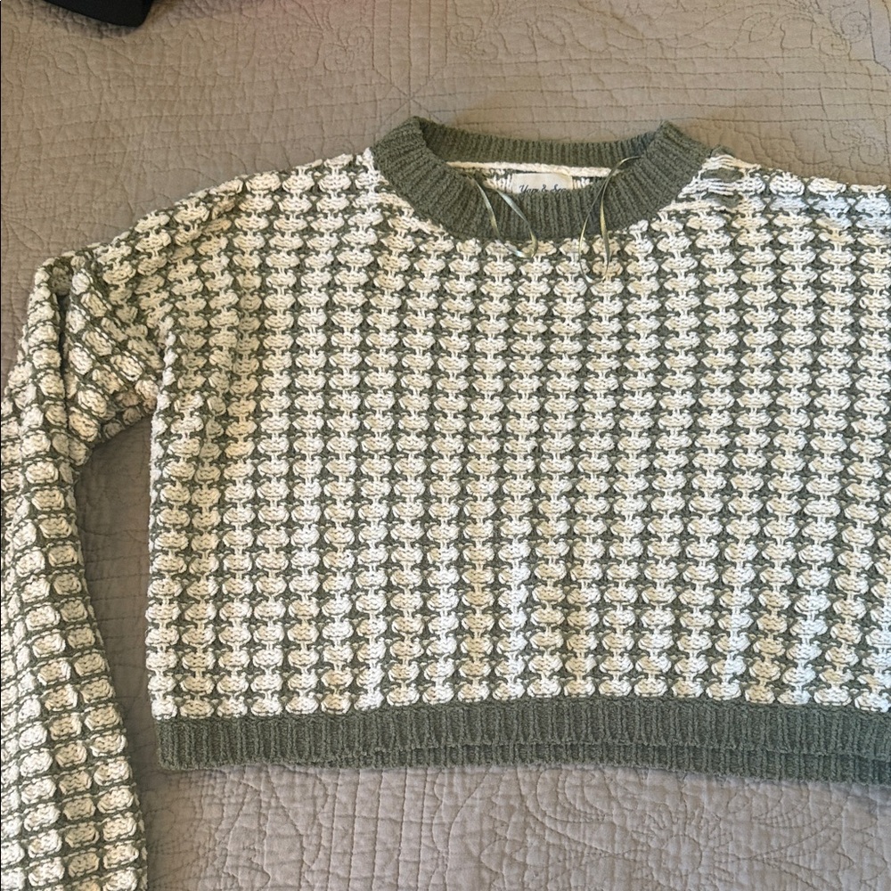 Olive and Cream Textured Women's Sweatshirt